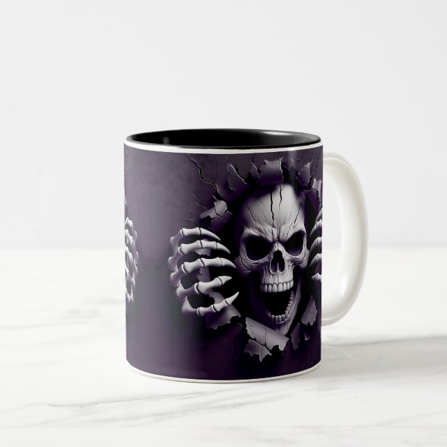 Halloween Skeleton 3D Mug Två-Tonad Mugg (Framsida höger)
