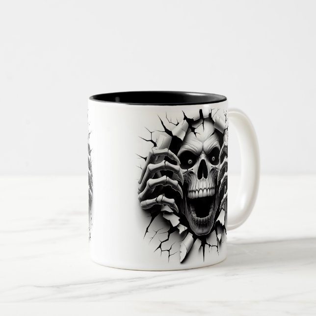 Halloween Skeleton 3D Mug Två-Tonad Mugg (Framsida höger)