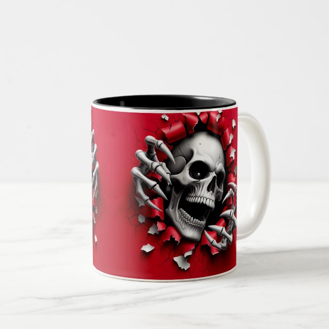 Halloween Skeleton 3D Mug Två-Tonad Mugg (Framsida höger)