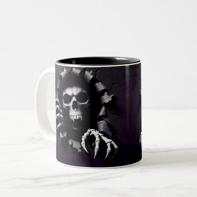 Halloween Skeleton 3D Mug Två-Tonad Mugg (Framsida vänster)