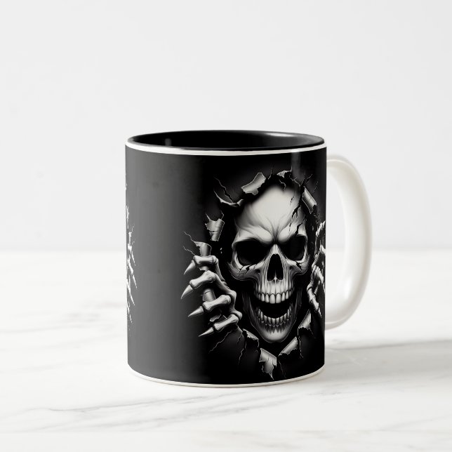 Halloween Skeleton 3D Mug Två-Tonad Mugg (Framsida höger)