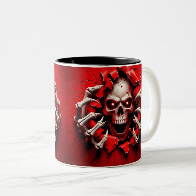 Halloween Skeleton 3D Mug Två-Tonad Mugg (Framsida höger)