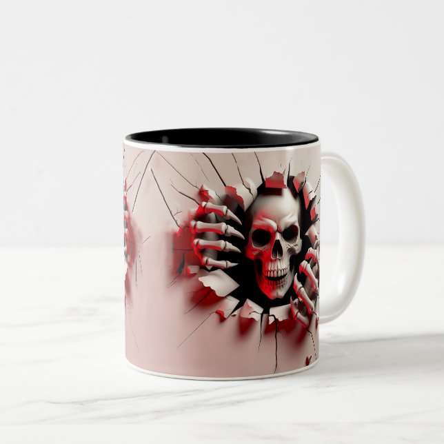 Halloween Skeleton 3D Mug Två-Tonad Mugg (Framsida höger)