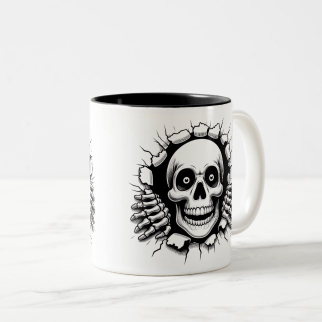 Halloween Skeleton 3D Mug Två-Tonad Mugg (Framsida höger)