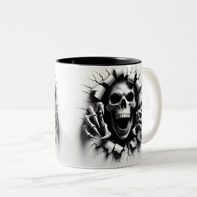 Halloween Skeleton 3D Mug Två-Tonad Mugg (Framsida höger)