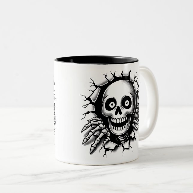 Halloween Skeleton 3D Mug Två-Tonad Mugg (Framsida höger)