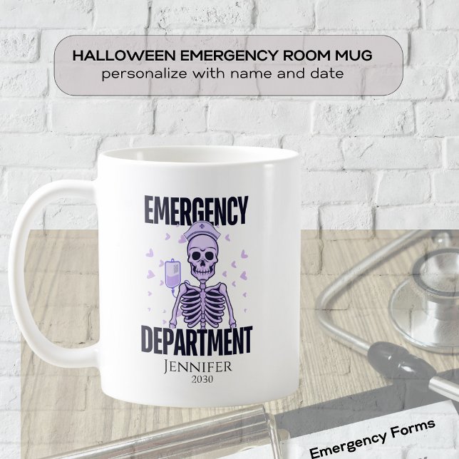 Halloween Skeleton Akut Department Medical Kaffemugg (Skapare uppladdad)