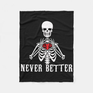 Halloween Skeleton Aldrig bättre Händer Heart Funn Fleecefilt