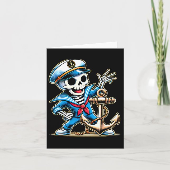 Halloween Skeleton Anchor Sailor Kort (Framsida)