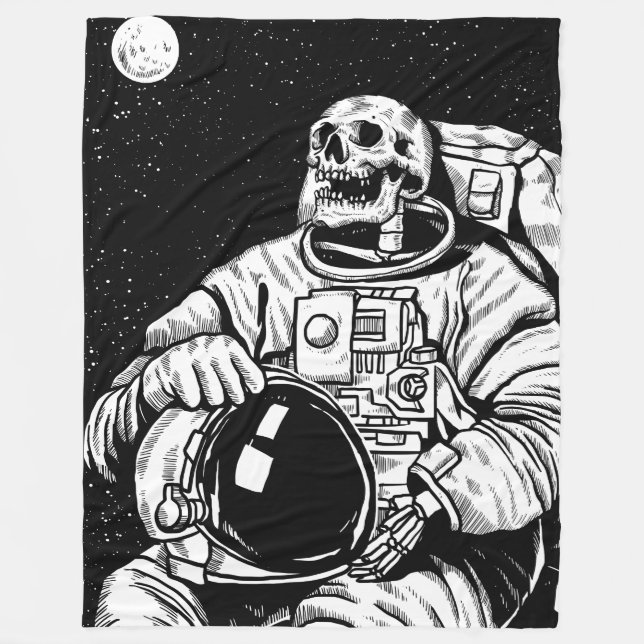 halloween skeleton astronaut fleecefilt (Framsidan)