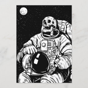 halloween skeleton astronaut inbjudningar