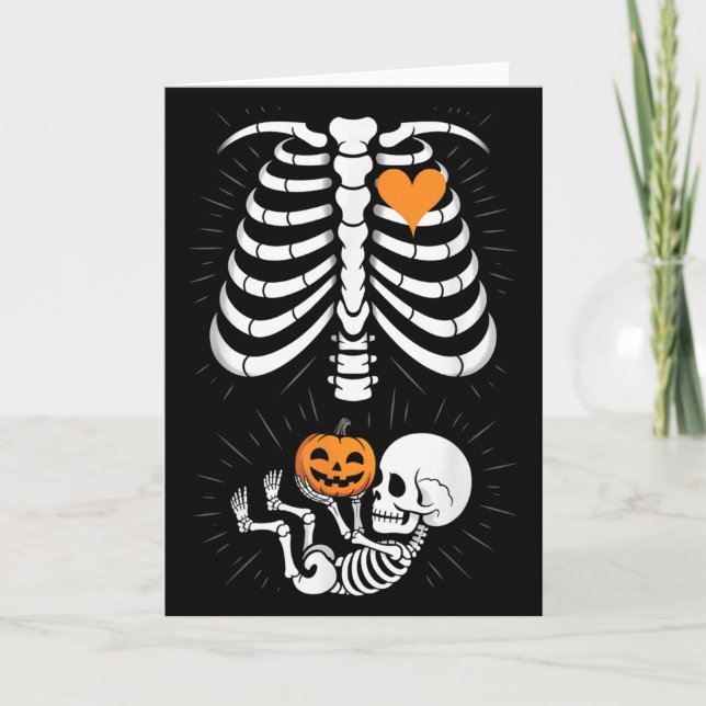 Halloween Skeleton Baby Rib Cage Maternity Pregnan Kort (Framsida)