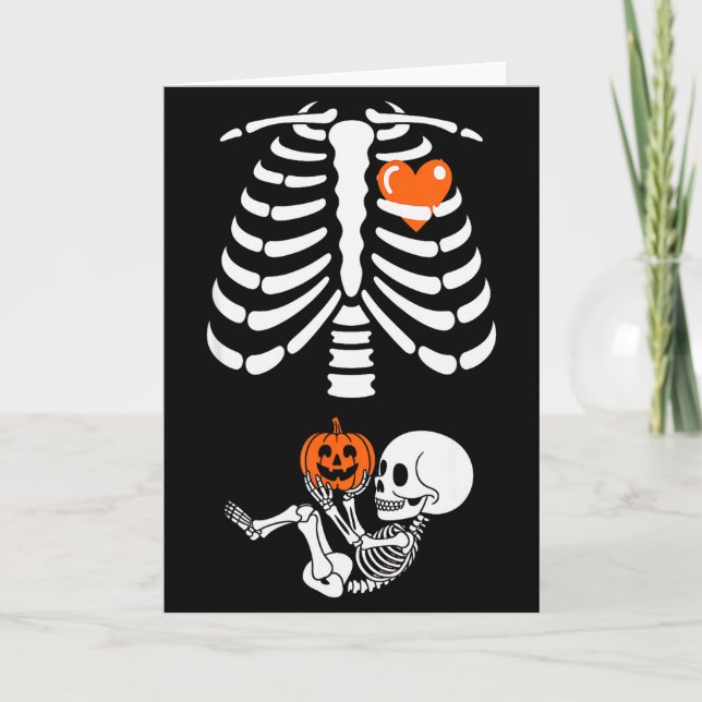 Halloween Skeleton Baby Rib Cage Maternity Pregnan Kort (Framsida)
