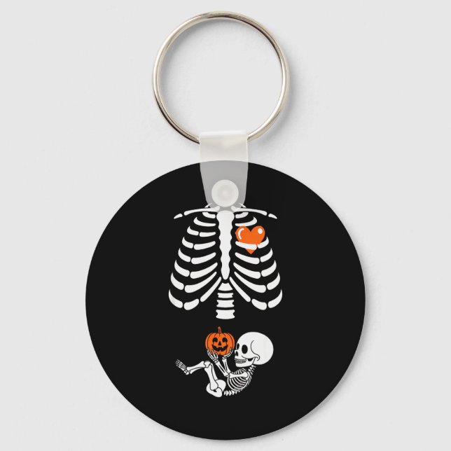Halloween Skeleton Baby Rib Cage Maternity Pregnan Nyckelring (Framsida)
