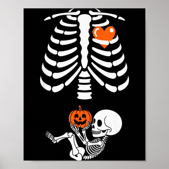 Halloween Skeleton Baby Rib Cage Maternity Pregnan Poster (Framsidan)