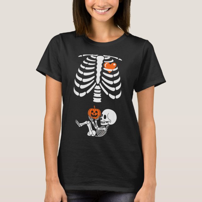 Halloween Skeleton Baby Rib Cage Maternity Pregnan T Shirt (Framsida)