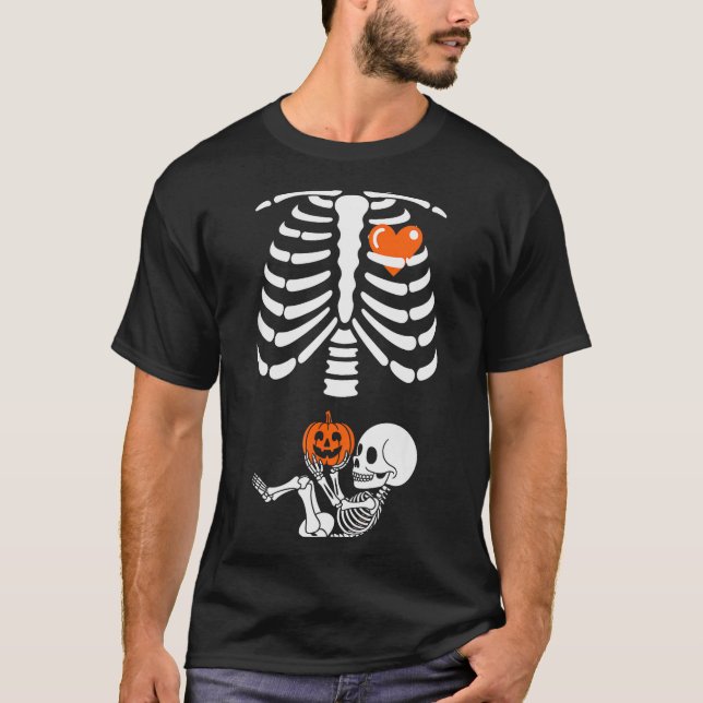 Halloween Skeleton Baby Rib Cage Maternity Pregnan T Shirt (Framsida)