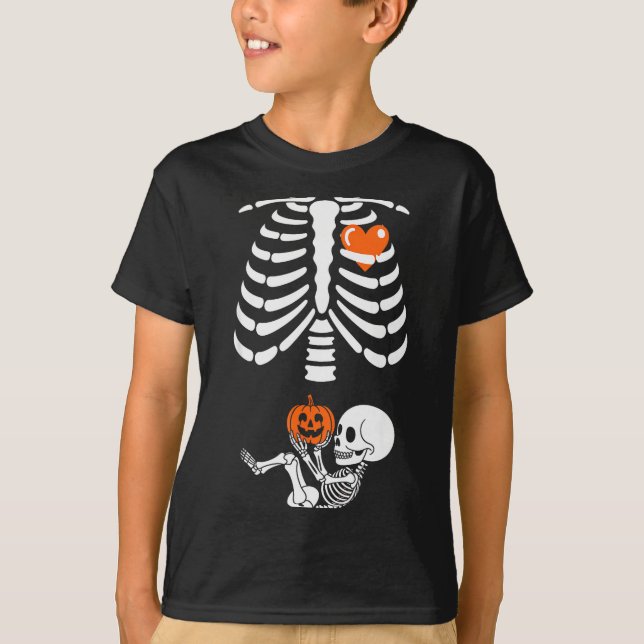 Halloween Skeleton Baby Rib Cage Maternity Pregnan T Shirt (Framsida)