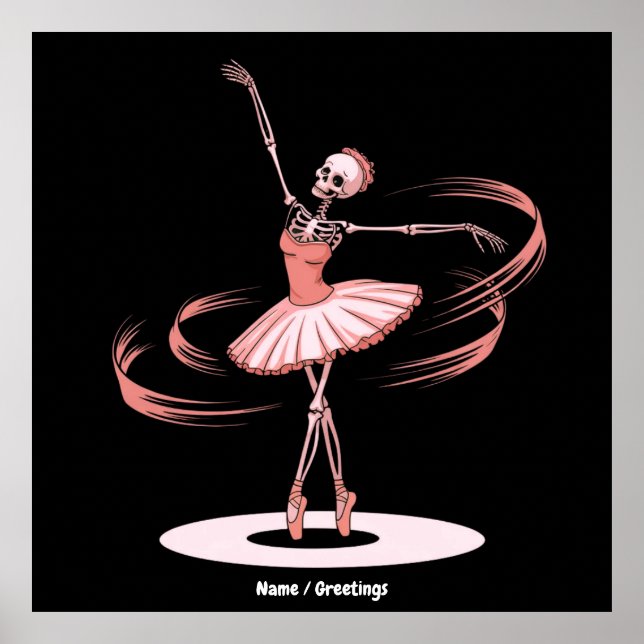 Halloween Skeleton Ballerina Ballet Dance Costume Poster (Framsidan)