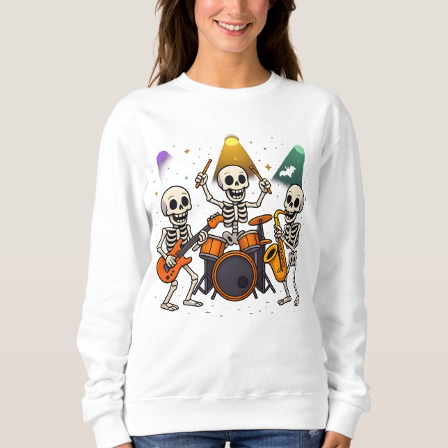 Halloween Skeleton Band Clothes söta hanhona T Shirt (Framsida)