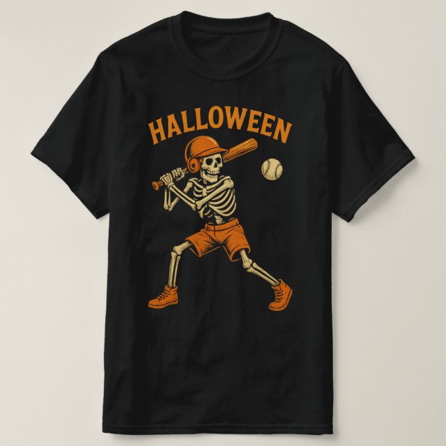 Halloween Skeleton Baseball Tee (Design framsida)