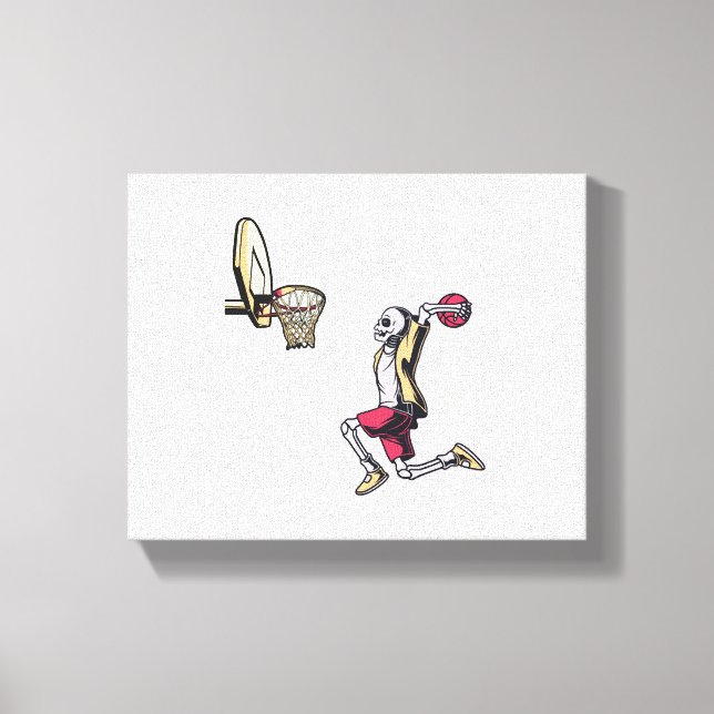 Halloween Skeleton Basketball Player Costume Skull Canvastryck (Framsida)