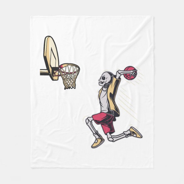 Halloween Skeleton Basketball Player Costume Skull Fleecefilt (Framsidan)