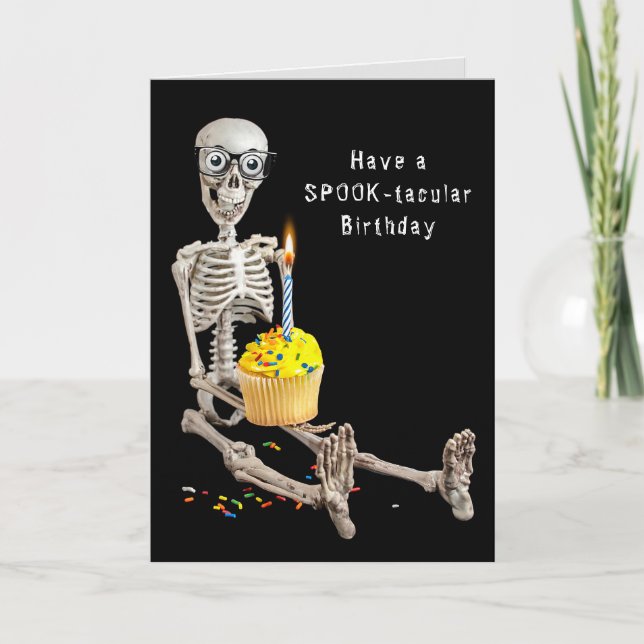 Halloween Skeleton Birthday Kort (Framsida)