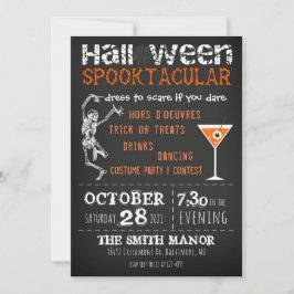 Halloween Skeleton Black Orange Party-inbjudan Inbjudningar