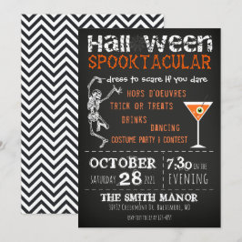 Halloween Skeleton Black Orange Party-inbjudan Inbjudningar
