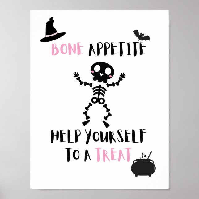 Halloween skeleton Bone Appetite porch door candy Poster (Framsidan)