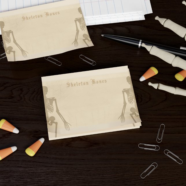 Halloween Skeleton Bones Peach Parchment Anpassnin Post-it Block (Skapare uppladdad)