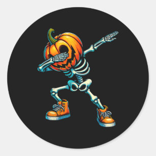 Halloween Skeleton Boys Trick Treat Funny Pumpkin Runt Klistermärke