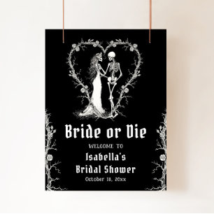 Halloween Skeleton Bride eller Die Möhippa Välkomm Poster