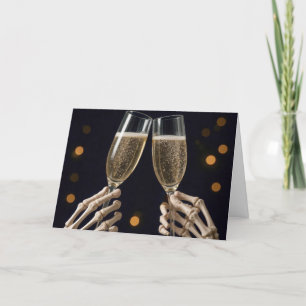 Halloween Skeleton Bröllop Champagne Toast Kort