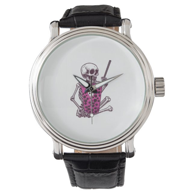 Halloween Skeleton Bubble Tea Armbandsur (Framsida)