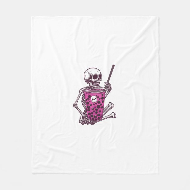 Halloween Skeleton Bubble Tea Fleecefilt (Framsidan)