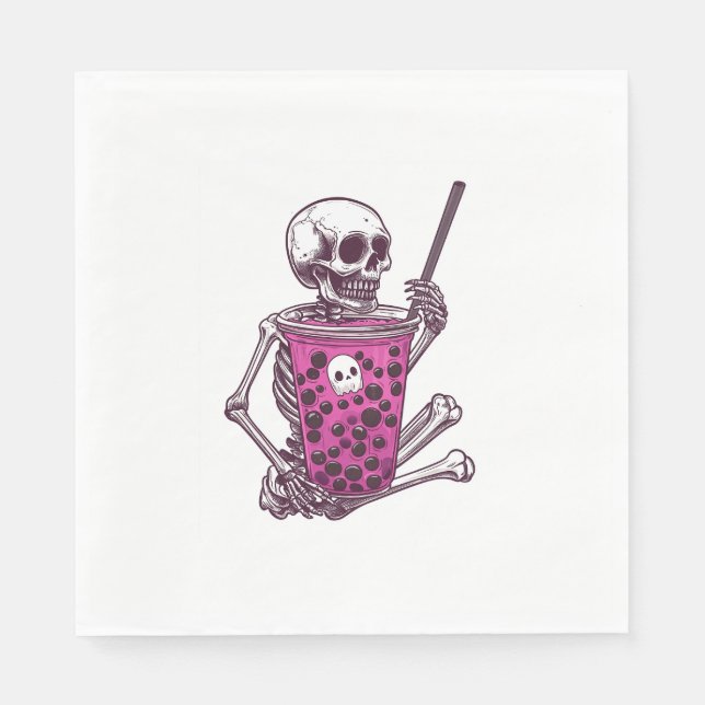 Halloween Skeleton Bubble Tea Pappersservett (Framsidan)