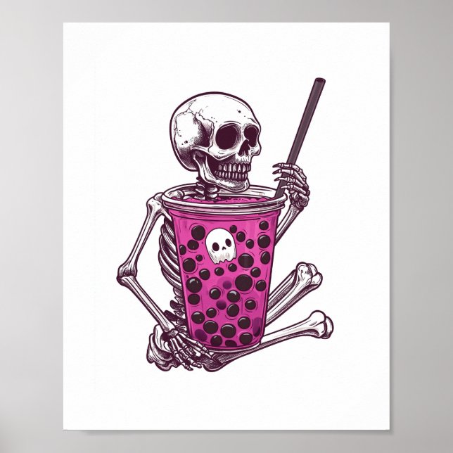 Halloween Skeleton Bubble Tea Poster (Framsidan)
