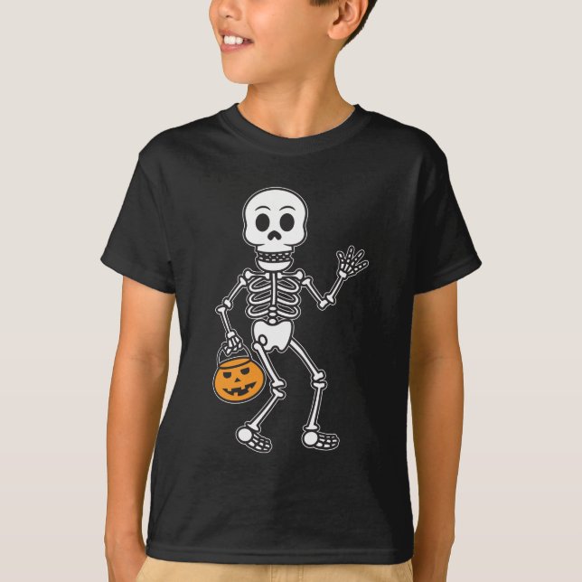 Halloween Skeleton Bus eller godis T Shirt (Framsida)