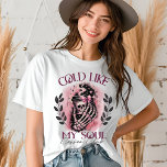 Halloween Skeleton Coffee Älskare Funny T Shirt<br><div class="desc">Halloween Skeleton Coffee Älskare Funny Tri-Blend Shirt har texten "Kall like My Soul Coffee Klubb" i modern manustypografi med ett skelett som håller ett kaffe kopp i en blommigt andedräkt. Perfekt för Halloween fest och firande. Skapat av Evco Studio www.zazzle.com/store/evcostudio</div>