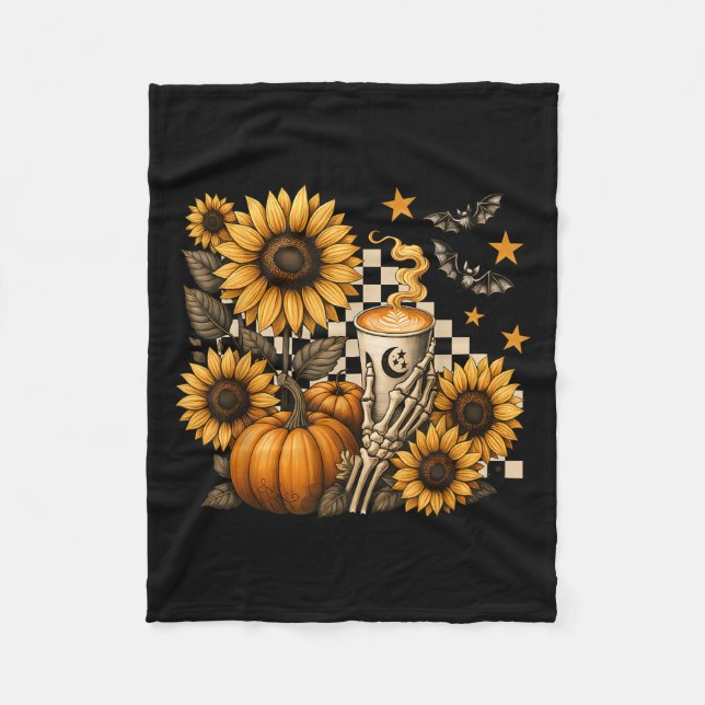 Halloween Skeleton Coffee, Soky Sunflowers Pumpkin Fleecefilt (Framsidan)