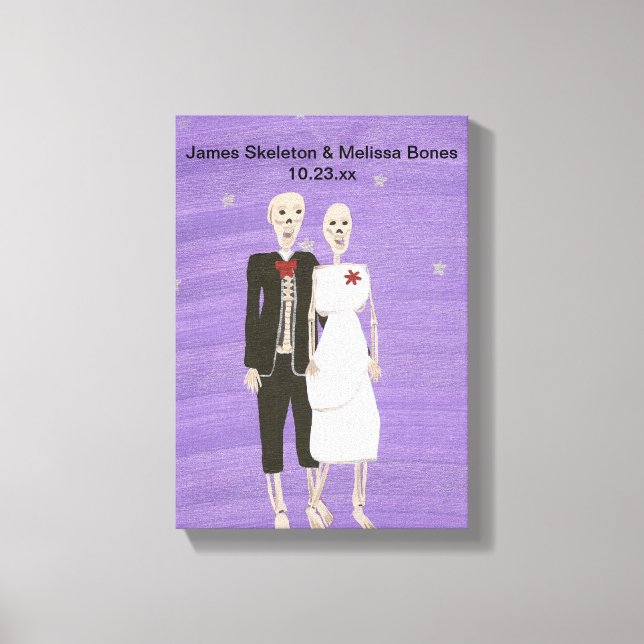Halloween Skeleton Couple Bröllop Wrapped Canvas (Framsida)