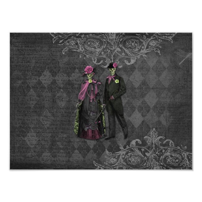 Halloween Skeleton Couple Fototryck (Framsidan)