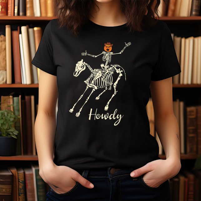 HALLOWEEN SKELETON COWBOY HOWDY | VILDA WESTERN T SHIRT (Skapare uppladdad)