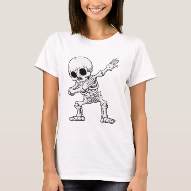 Halloween Skeleton Dabbing T-Shirt (Framsida)