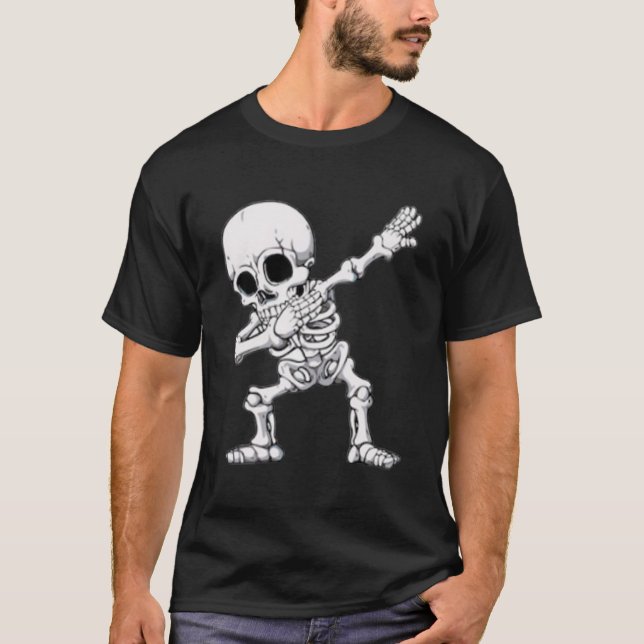 Halloween Skeleton Dabbing T-Shirt (Framsida)
