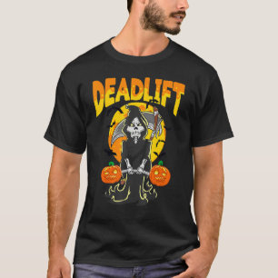 Halloween Skeleton Deadlift BodyBuilder Workout Fi T Shirt