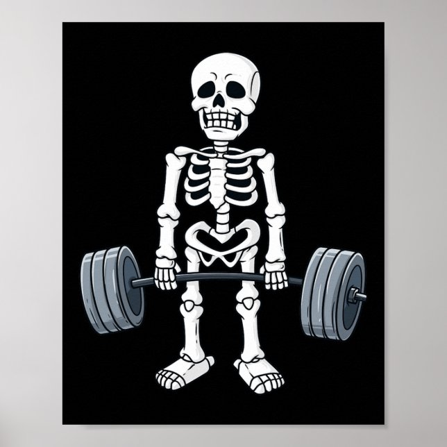 Halloween Skeleton Deadlift Roligt Fitness Weightl Poster (Framsidan)