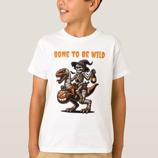 Halloween skeleton Dino T Shirt (Framsida)